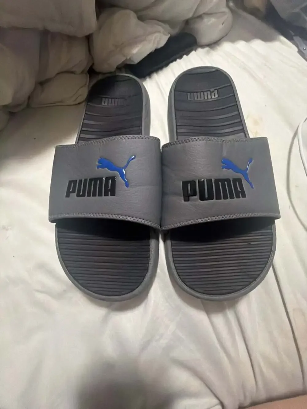 Puma Cool Cat 2.0 Men's Slide Sandals in Charcoal Gray and Blue